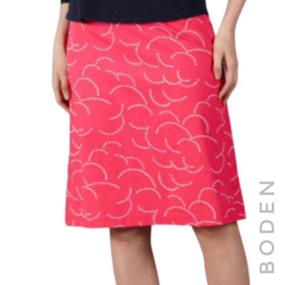 Boden Pink Amaranth Printed Cotton Skirt Size 14L